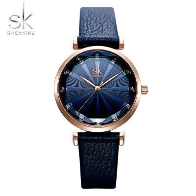 

SHENGKE SK Luxury Brand Leather Ladies Wrist Watches Women Prism Quartz Watch For Female Clock reloj mujer 2019 relogio feminino