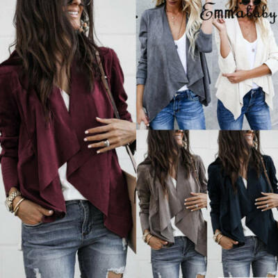 

Fashion Womens Ladies Girls Waterfall Style Cropped Blazer Jacket Top Plus Size