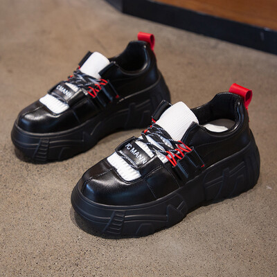 

Fathers Shoes&Girls Autumn Little White Muffin Cake with Thick Bottom&Over-heated Ins Sports Shoes
