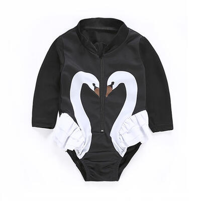 

Cute Toddler Kids Girls One-piece Swimsuit Swan Print Sun Shades Bodysuit