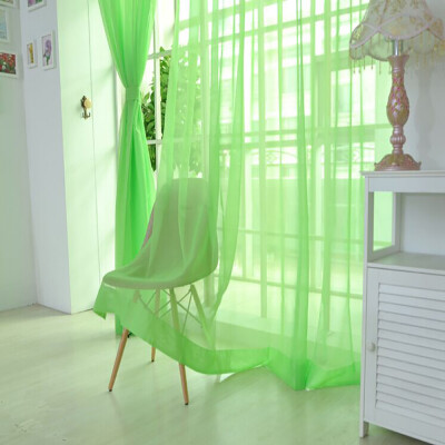 

Gobestart 1 PCS Pure Color Tulle Door Window Curtain Drape Panel Sheer Scarf Valances