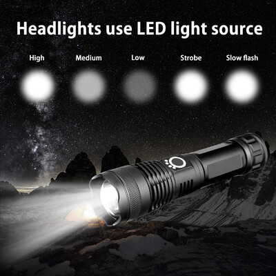 

Saidsome Tactical Military LED Flashlight Torch Zoomable 5-Mode for 26650 flashlight lamp