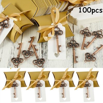 

50PCS100PCSset Vintage Key Bottle Opener Paper Tags Candy Bag Souvenirs Favors Christmas Festive Wedding Party Supply