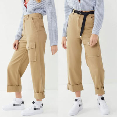 

Tailored Fashion Womens Solid Button Pocket Overalls Trousers Casual Straight Pants Jeans