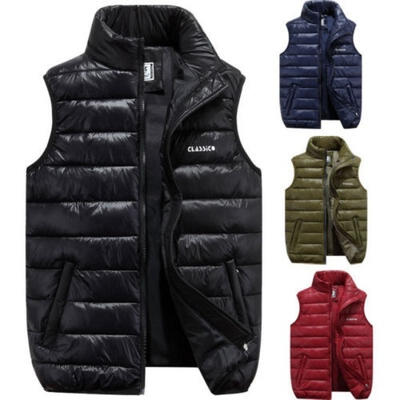 

Men´s Winter Outdoor Casual Stand Collar Quilted Down Puffer Vest Coats  Red