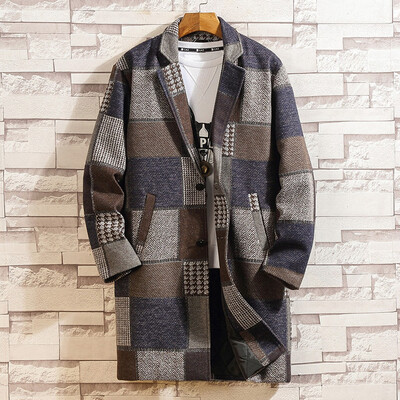 

Toponeto Mens Autumn Winter Casual Plaid Turn-down Collar Jacket Coat