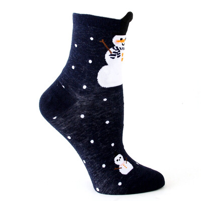 

Womens Socks Warm Christmas Cotton Socks Cosy Female Cute Snowman Man Printed Hosiery