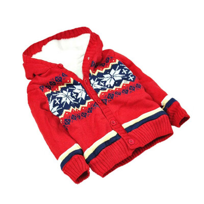 

Baby Boys Girls Child Warm Thick Winter Jacket Coat Printed Hooded Kids Long Sleeve single row Buttons Outwear