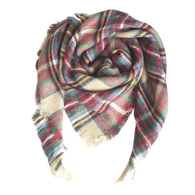 

New Sweet Girls Children Scarf Plaid Checked Shawl Faux Cashmere Warm Scarves Pashmina
