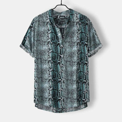 

Mens Casual Shirt Beach Snake Print Party Summer Holiday Fancy Short SleeveTops