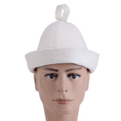 

White Wool Felt Sauna Hat Cap for Russian Banya Sauna Hut With Hang Loop Supply Sauna Hat Sauna Cap