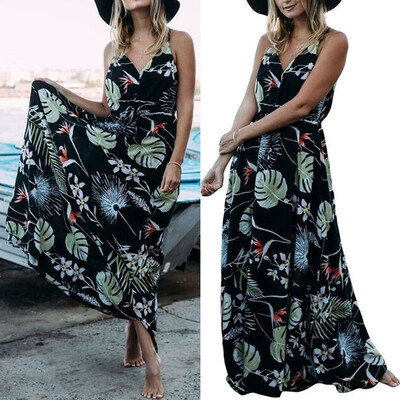 

Women Boho Long Maxi Dress Ladies Cocktail Party Evening Summer Beach Sundress