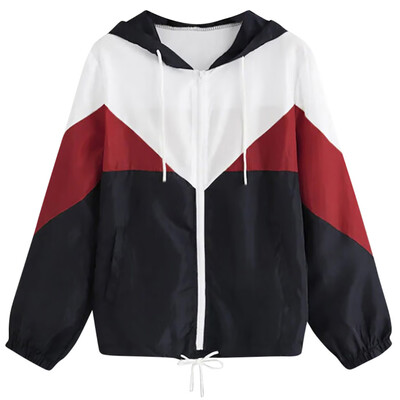 

Toponeto Women Autumn Long Sleeve Thin Skin suits Hooded Zip Stitching Coat