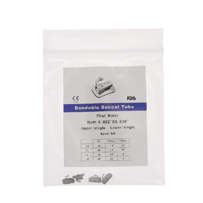 

4PcsPack Dental Orthodontic Buccal Tubes for 2nd Molar Single Tube 0022 Bondable Edgewise Buccal Tube