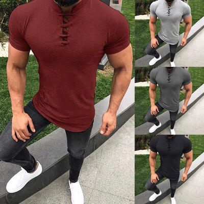 

Fashion Stylish Men´s T Shirt Slim Fit V Neck Short Sleeve Muscle Casual Tops T-Shirts