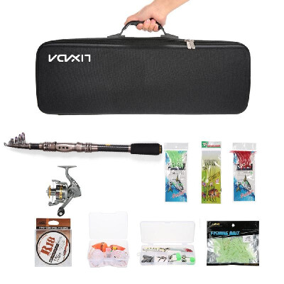 

Lixada Telescopic Fishing Rod&Reel Combo Full Kit Spinning Fishing Reel Gear Organizer Pole Set with 100M Fishing Line Lures H