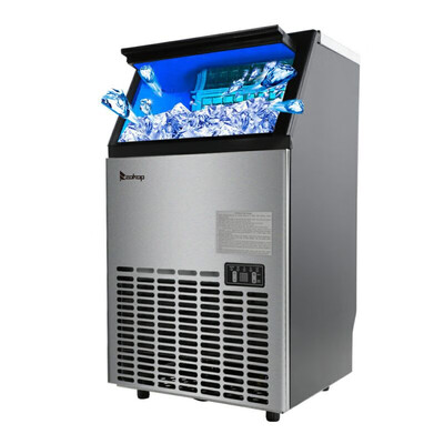 

Built-In Stainless Steel Commercial Ice Maker Automatic Ice Machine 100lbs24h Production 33lbs Storage 5 Accessories