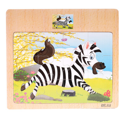 

Siaonvr Wooden Jigsaw Puzzle toy Children Cartoon Animal Traffic Learning Puzzle Toys