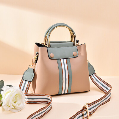 

Bag womens fashion bucket bag large single shoulder ins Joker fresh stripes mother portable