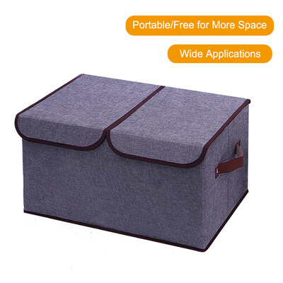 

Double-Cover Dual Cap Storage Box Cotton And Linen Receipt Boxes Clothes Stuffed Animals Toys Office Supplies Organizer Bin Saving