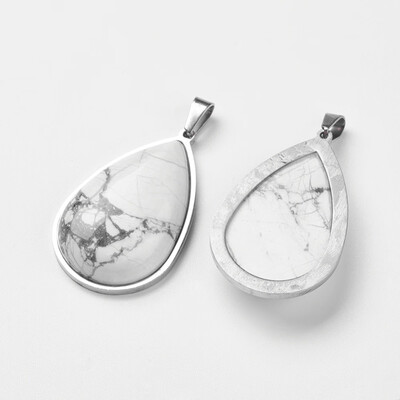 

Natural Howlite Pendants with 304 Stainless Steel Findings Drop 395x25x758mm Hole 35x8mm