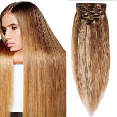 

100 Remy Human Hair Real Thick Women Girls Long Straight Full Head Hair Extension Clip In Hair Extension