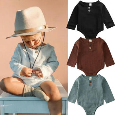 

Newborn Kids Baby Boys Girls Solid Color Cotton Romper Jumpsuit Bodysuit Clothes