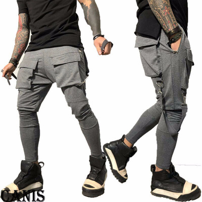 

SUNSIOM Mens Cargo Pants Tapered Multi Pocket Trousers Vintage Long Hippie Pants New
