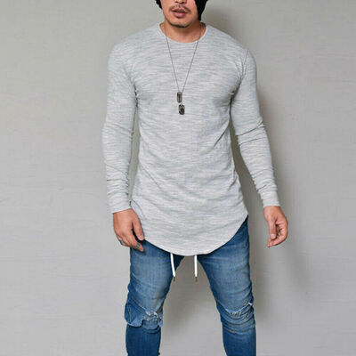 

Mens Slim Fit Neck Long Sleeve Muscle Tee T-shirt Casual Tops Blouse
