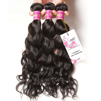 

UNice 8A Brazilian Virgin Human Hair Extensions Natural Wave 3 Bundles