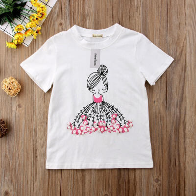 

Pretty Baby Girls Kids Summer Cotton Top T shirt Princess Outfits Clothes 1-6Y