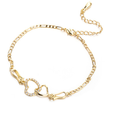 

New Fashion DIY Crystal Heart Enamel Flower Charm Bracelets & Bangles Snake Chain Bracelets For Women