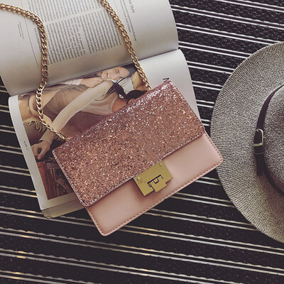 

Korean Fashion New Shiny Women Cross Body Bag Paillette Bling Bling Female Chain Messenger Bag Popular Party Lady Leather Bag