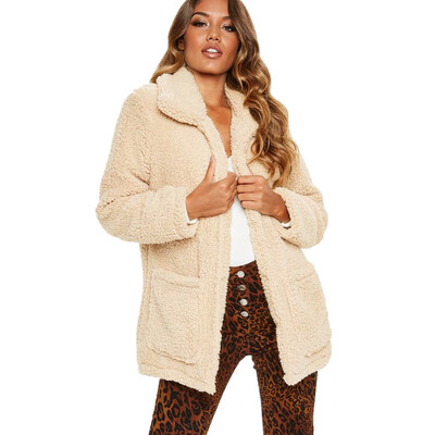 

Toponeto Womens Lapel Long Sleeve Faux Shearling Coat Winter Boyfriend Winter Faux Coat