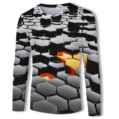 

Mens 3D Print Tops Sweatshirt Round Neck Long Sleeve Casual Graphic Tee Shirts