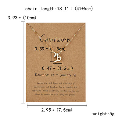 

Gold Color 12 Constellation Pendant Necklace Zodiac Sign Necklace Birthday Gifts Message Card for Women Girl Jewelry Gift