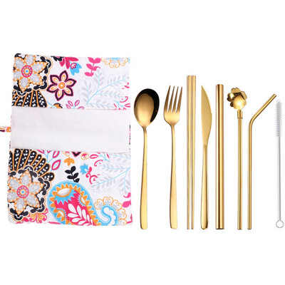 

Toponeto Set Stainless Steel Upscale Dinnerware Flatware Cutlery Fork Spoon Teaspoon 9PC