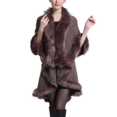 

Winter womens faux fur coat warm jacket