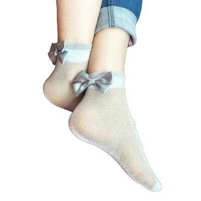 

Ultra Thin Sheer Bowknot Bright Silk Socks Ankle Soft Fashion Women Heap Socks