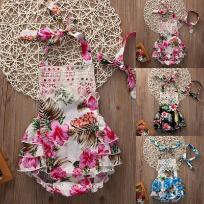 

New Adorable Baby Girls Floral Bodysuit Ruffle Dress Romper Jumper Sunsuit Outfits