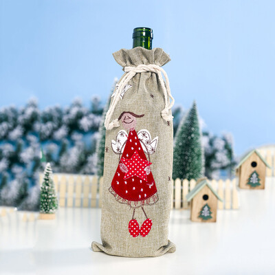 

Tailored Christmas Wine Bottle Set Fabric Doll Christmas Flannel Champagne Decoration