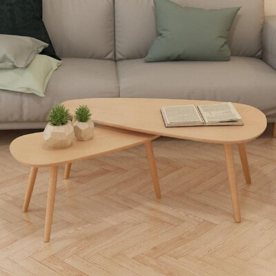 

Coffee Table Set 2 Pieces Solid Pinewood Brown