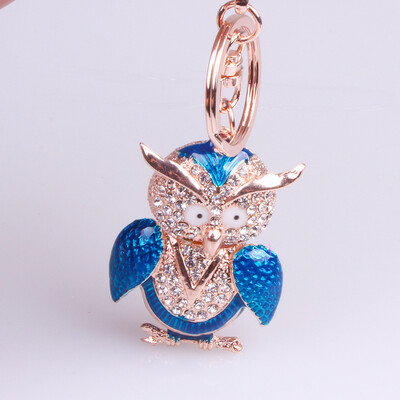 

Creative cute diamond owl car keychain metal pendant car metal bag pendant