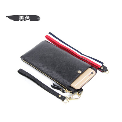 

The first layer of leather ladies new hanging neck clutch bag Europe&the United States thin section color broadband leather mobile phone bag long wallet