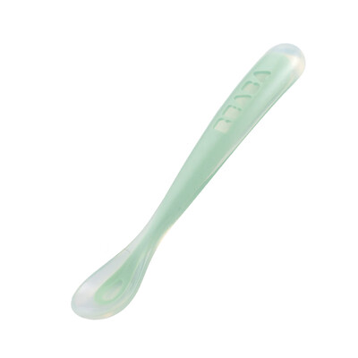 

BEABA baby spoon baby tableware newborn silicone soft head spoon childrens food supplement small spoon blue Danube