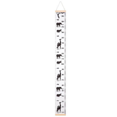 

Growth Height Chart Canvas&Wood Frame Cute Cartoon Animals Handing Removable Wall Ruler for Baby Kids Children Room Wall Decor