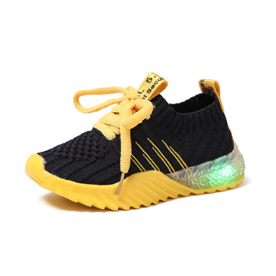 

Baby Boys Girls Breathable Anti-Slip Striped Shoes LED Sneakers Toddler Soft Soled First Walkers