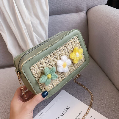 

Little fairy wild temperament shoulder bag fashion casual Messenger bag 2019 new Sen cute flower woven bag