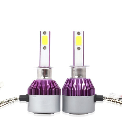 

H1 C6P 2PCS Led Cob LED Chip Car Headlamp 36W 6500k White Light 8000LM Car Bulb Fog Light Purple