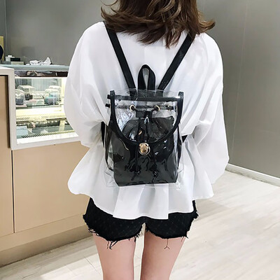 

Tailored New Fashion Bag Beach Female Jelly Bag Lady Transparent Bag Casual Backpack
